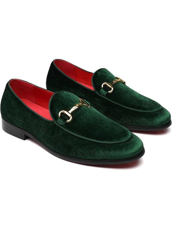 Men\'s Green Velvet Loafers Wedding Party Prom Homecoming Shoes main image 6